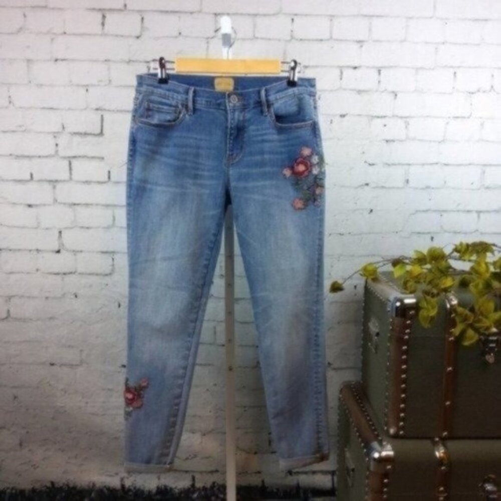 Driftwood Beau Floral Boyfriend Jeans Blue Size 27